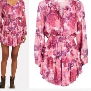 Pink Floral Long Sleeve Dress